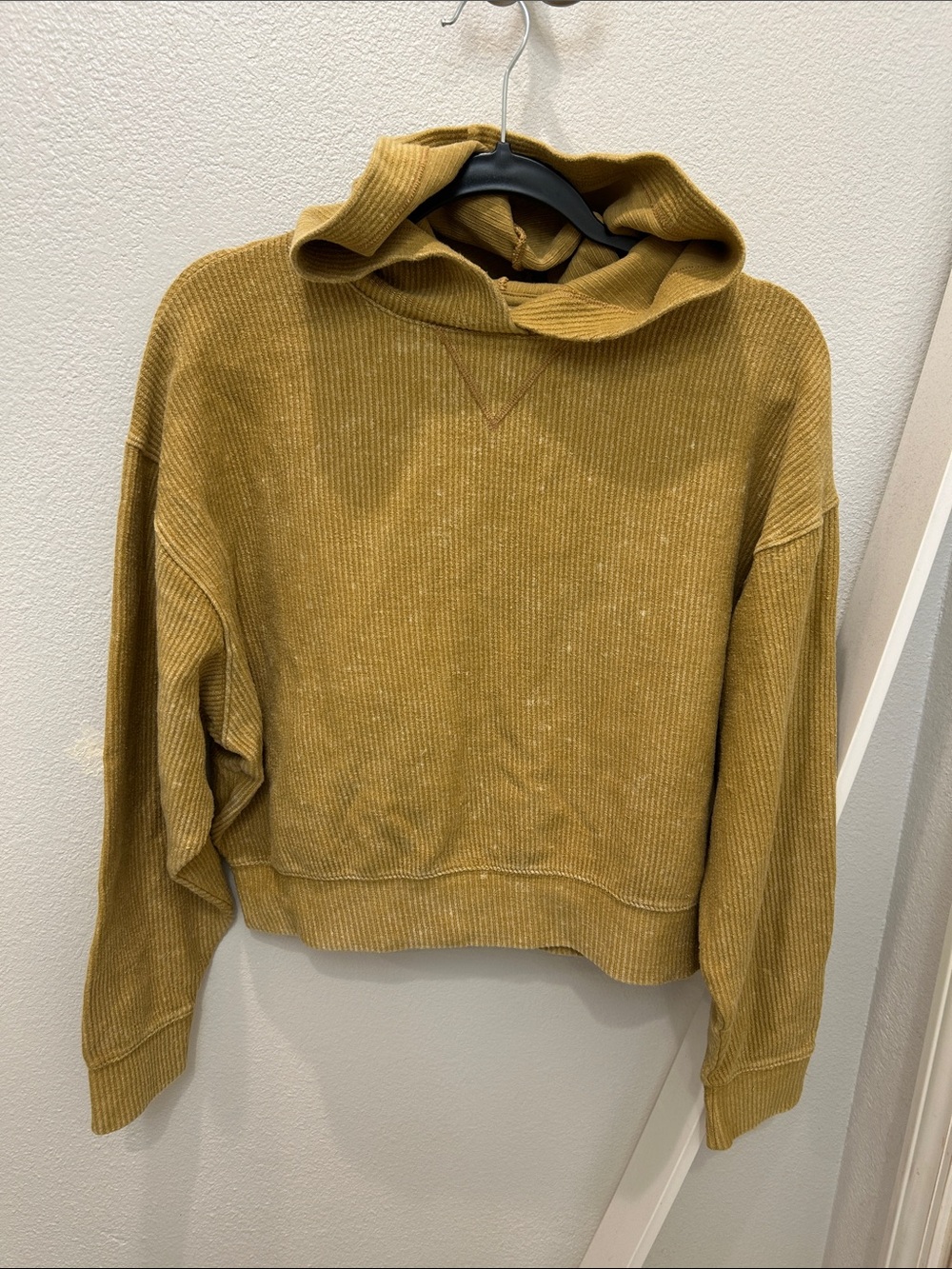 Victoria's Secret PINK Rib-Knit Hooded Cropped Sweatshirt